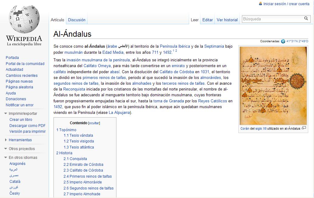 Al-Andalus -Wiquipedia | Recurso educativo 36255