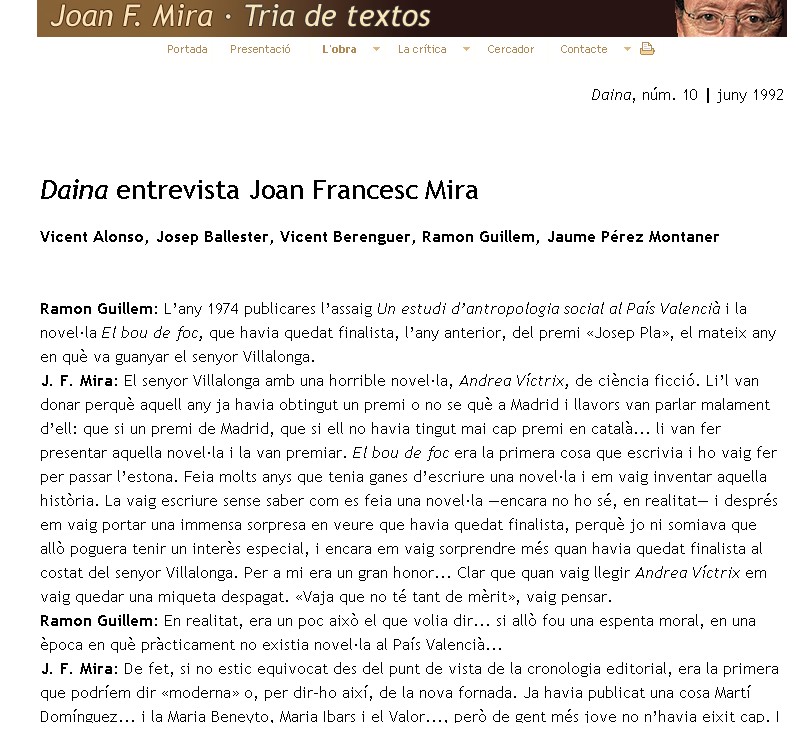 Entrevista a Joan Francesc Mira | Recurso educativo 36814