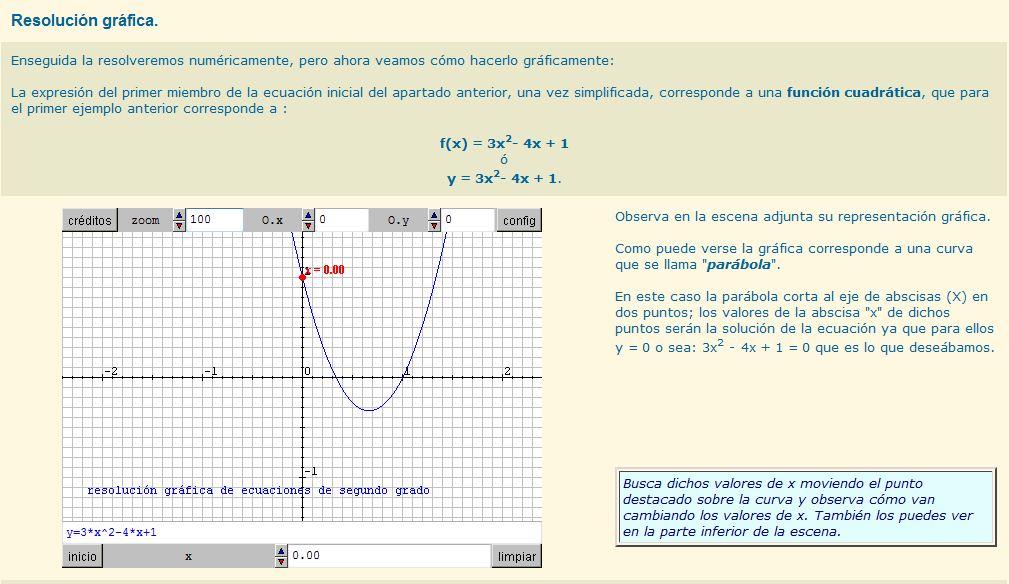 Resolución gráfica de una ecuación de segundo grado | Recurso educativo 36827