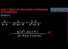Suma y Resta de Fracciones Algebraicas Heterogéneas | Recurso educativo 116471
