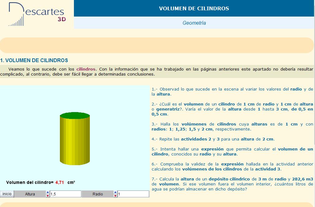 Volumen de cilindros | Recurso educativo 37471